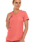 MediChic 4136 Ruth Women V-Neck Zipper Pocket Top