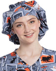 Cherokee TF514 Licensed Unisex Print Bouffant Scrub Hat-DC