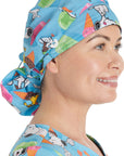 Cherokee TF514 Licensed Unisex Print Bouffant Scrub Hat-DC