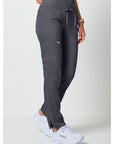 Cherokee Revolution WW105 Women Mid Rise Tapered Leg Drawstring Pant Pewter