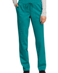 Cherokee Revolution WW105 Women Mid Rise Tapered Leg Drawstring Pant Teal Blue/NIS