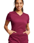 Cherokee Revolution WW601 Women Mesh Side Panel V-Neck Top
