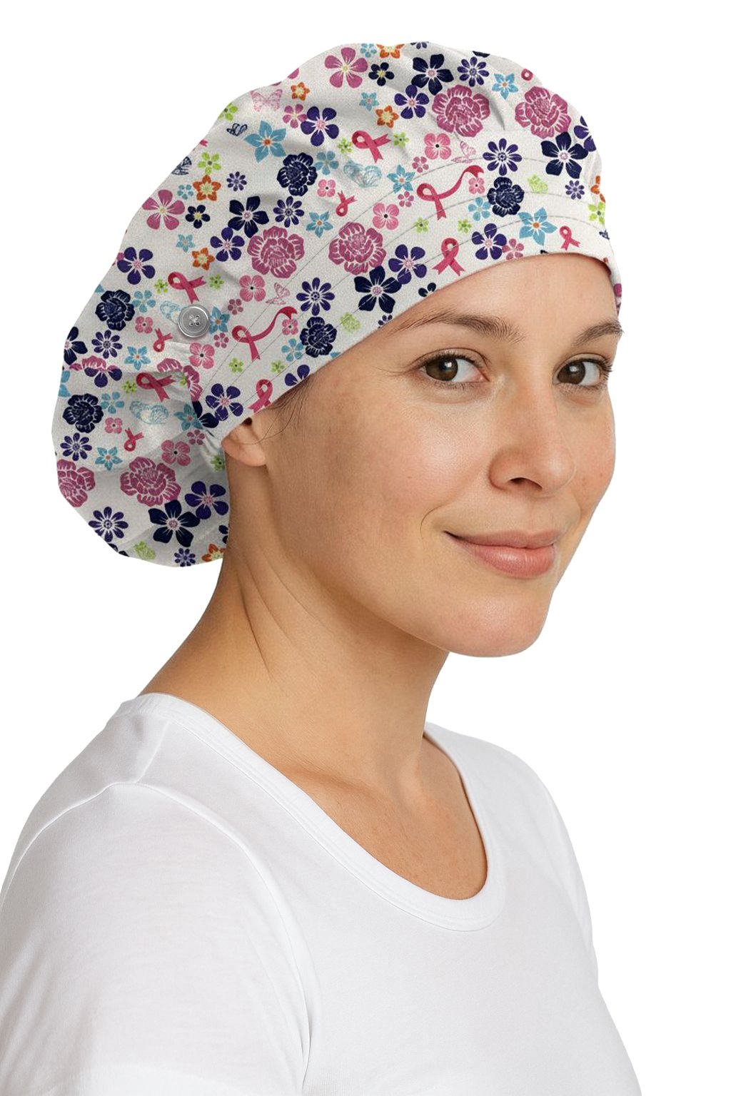 MediChic MC7002 Helen Bouffant Scrub Cap with Buttons