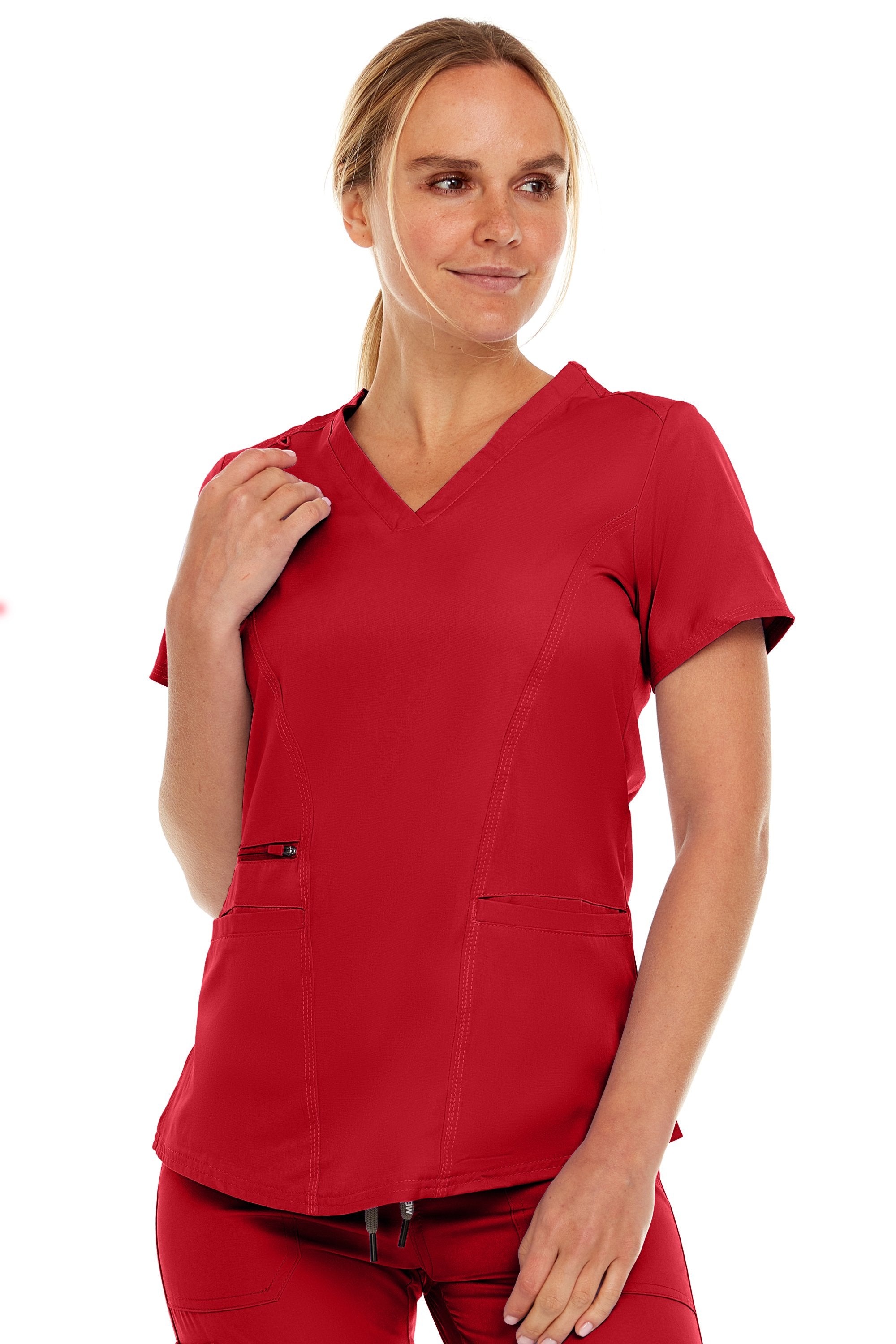MediChic 4136 Ruth Women V-Neck Zipper Pocket Top – Scrubs to The