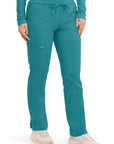 Cherokee Revolution WW105 Women Mid Rise Tapered Leg Drawstring Pant Teal Blue/NIS