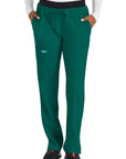 Cherokee Revolution WW105 Women Mid Rise Tapered Leg Drawstring Pant Hunter Green/NIS